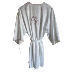 New! Lilac & Lavender White Satin "Mrs." Bridal Bride Wedding Robe Size Medium